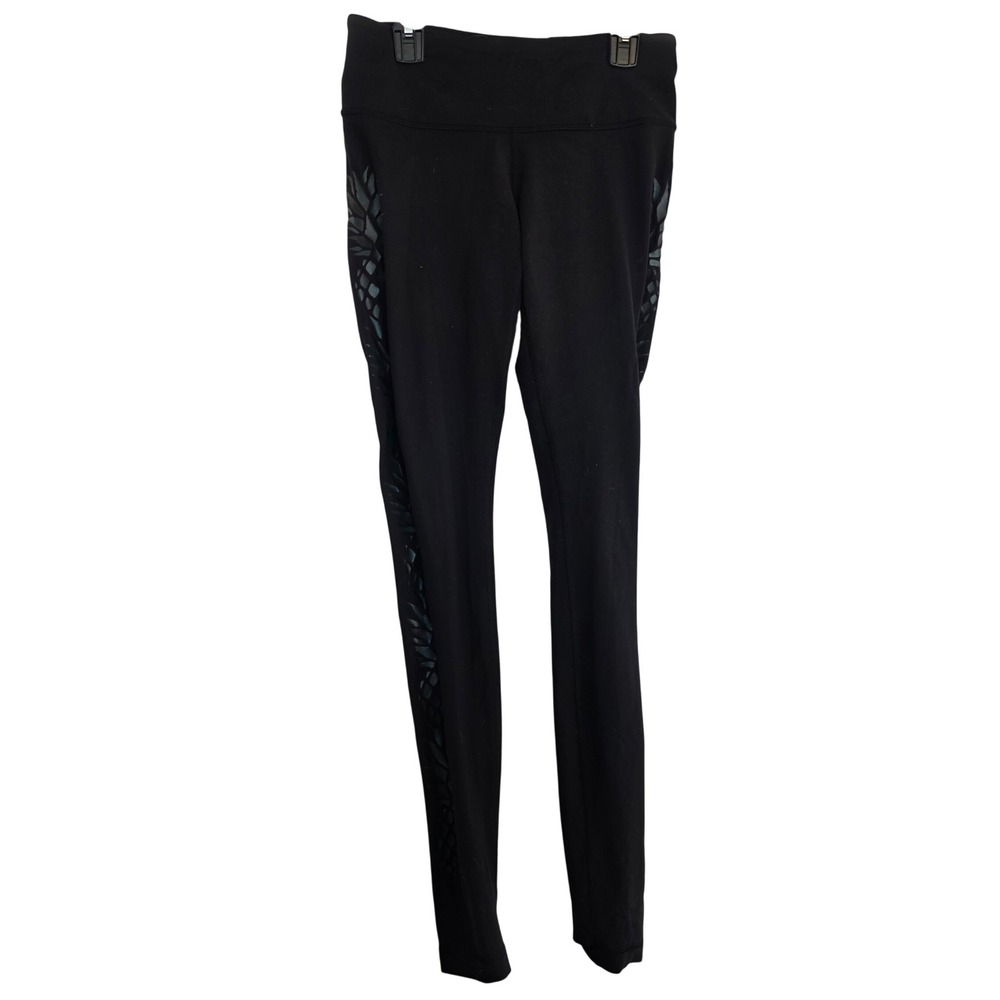 Lululemon Athletica Black Floral Side Panel Leggings Size 6‎
